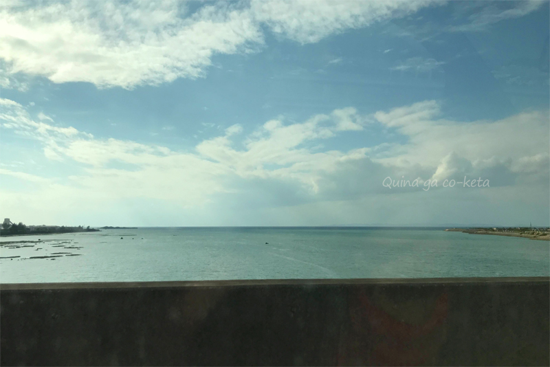 最終日のレンタカー車内から見えた海（沖縄長期滞在）